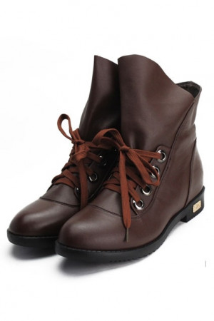 Leather Lace-up Boots / clear lines
