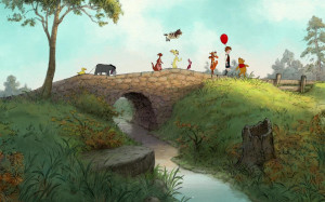 Winnie the Pooh Wallpaper, Tiger, a walk, classic, pictures