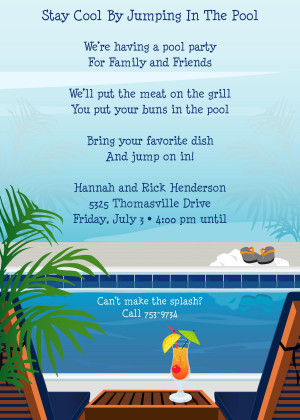 ... Pool side party! Printed on premium 100lb cardstock, you will love the