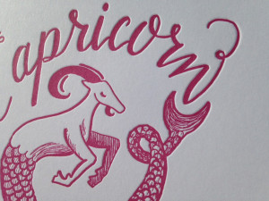 ... Letterpress Astrology Cards - Capricorn Closeup - Fuscia-Purple Ink