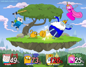 Adventure Time gaming nintendo jake finn ice king bubblegum smash bros