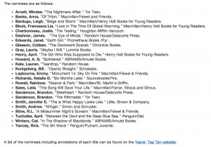 For additional books that teens favor, check out these titles released ...