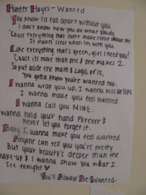 Wanted By Hunter Hayes Lyrics