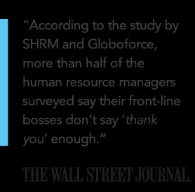 Quote on employee praise from the Wall Street Journal
