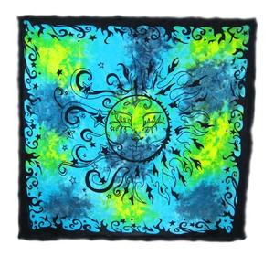 Celestial Sun and Moon Tie Dye Tapestry/Bedspread