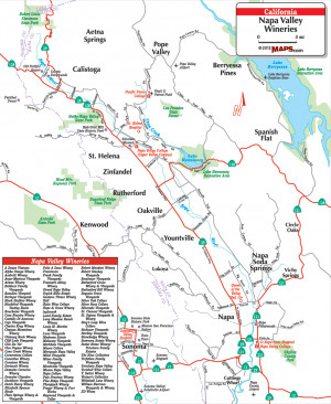 Map of California Napa Valley Wineries