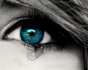 sad crying blue eyes