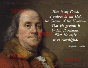 Benjamin Franklin Religion Poster