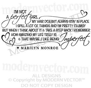 ... MONROE Quote Vinyl Wall Decal I'M NOT A PERFECT GIRL Vinyl Stickers