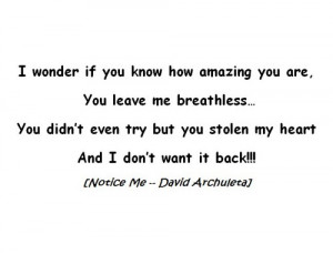 David Archuleta - Notice Me lyrics quote.