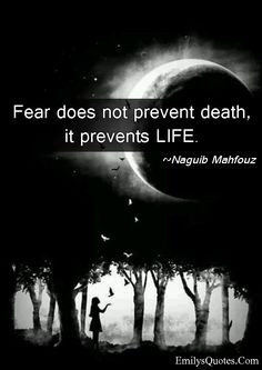 Fear does not prevent death, it prevents LIFE | Popular inspirational ...