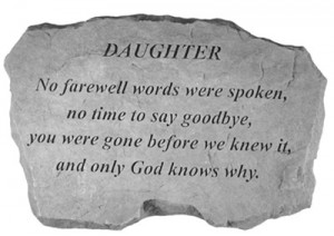 DAUGHTER Inscription Memorial Garden Stone 