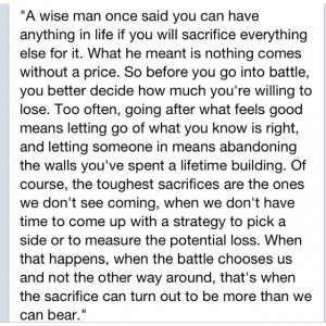 If you're not willing to sacrifice everything, you've already lost...