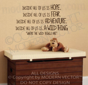 WHERE THE WILD THINGS ARE Quote Vinyl Wall Decal A WILD