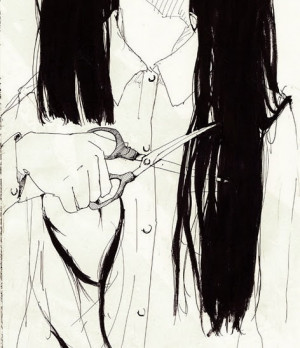 art hair girl anime manga cut scissors long hair black hair cut hair