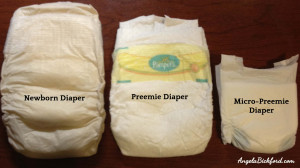 The micro-preemie diaper is about the size of a credit card.