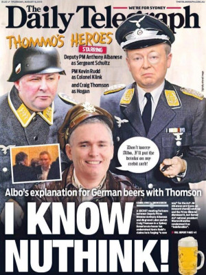 ... Telegraph showing Kevin Rudd as Colonel Klink from Hogan's Heroes