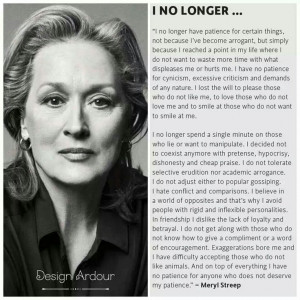 love Meryl and her believes. If this is how she lives her life, it ...