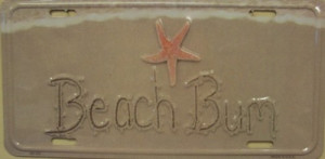 LP-1185 Beach Bum in Sand License Plate - AB025