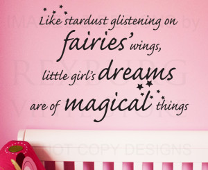 ... Wall Decal Sticker Quote Vinyl Art Little Girls' Dreams Magical Girl's