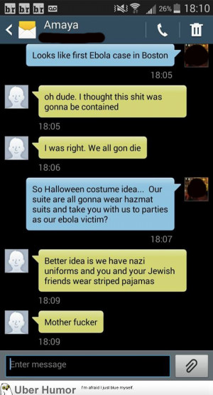 Text with my Cameroonian friend about Ebola in Boston…