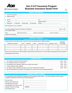 on OPInsurance Program Business Insurance Quote Form