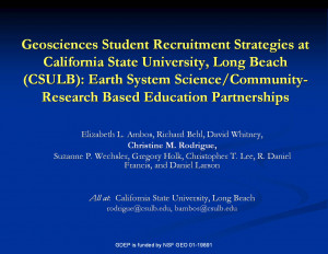 ... front page of Ambos presentation from departments session at AGU 05