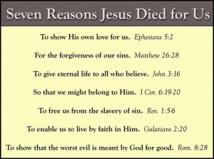 Reasons Jesus Died for Us