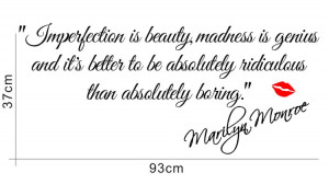 IMPERFECTION IS BEAUTY-MARILYN MONROE WALL STICKER QUOTE DECAL ART ...