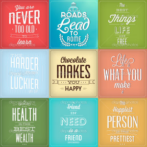 ... Quotes - Retro Colors With Calligraphic Elements - Stock Image
