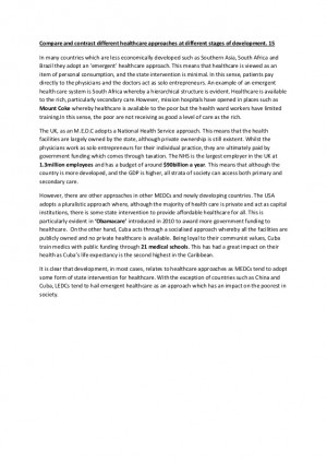 Essay compare and contrast different healthcare approaches at ...
