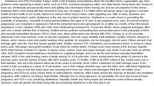 essay on Abstinence And STD Prevention Today's world