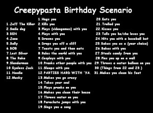 Creepypasta Birthday Scenario by henname399