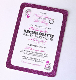 Stella Las Vegas Bachelorette Party Invitation -25- Hot Pink Glitter ...