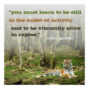 Inspiration Indira Gandhi Quote w Tiger Inspiring Poster