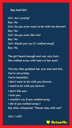 Boy and girl love conversation