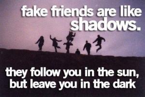 Fake friends are like shadows. They follow you in the sun, but leave ...