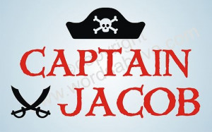 Custom Name Captain Pirate Vinyl Wall Quote Word Decal Swords Boys ...