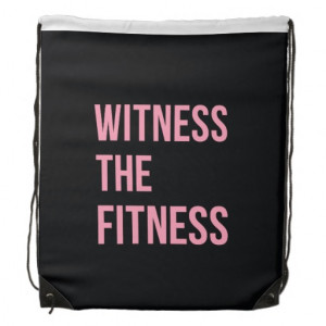 Witness The Fitness Funny Quote Black Pink Drawstring Backpack