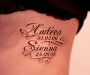 Two subtle tattoos commemorate the births of Andrea and Sienna in a ...