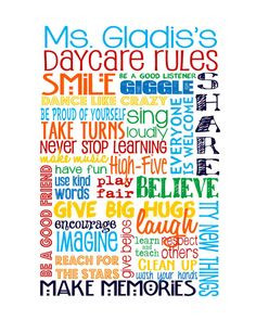 Classroom Rules (edited for a Daycare or Preschool) - Primary Colors ...