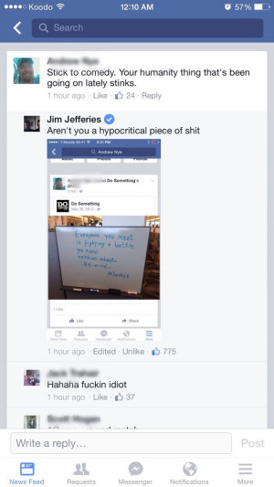 Jim Jeffries kind of owned somebody on facebook | Funny Pictures and ...