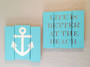 Anchor, Nautical, Beach wood plank signs. Love it!