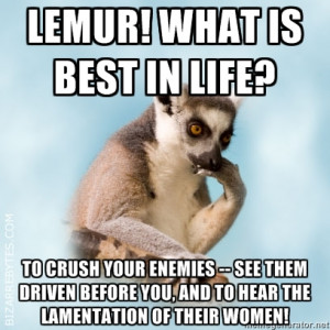 lamenting lemur recites the best conan movie quote lamentation