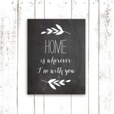 Home Quote, Printable Chalkboard Sign, Home is Wherever I’m with You ...