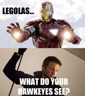LOTR iron man avengers Hawkeye legolas im such a nerd stupid puns my ...