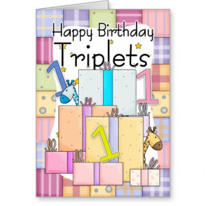 1st Birthday Card For Triplets With Gifts