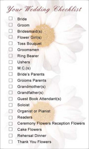 Printable Wedding Planning Checklist A