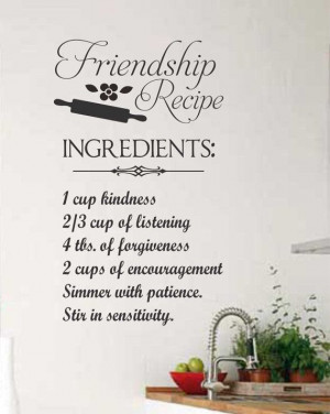 Vinyl Wall Lettering Quotes Friendship Recipe by WallsThatTalk, $13.00