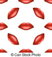 Universal red lips seamless patterns - Universal vector red...
